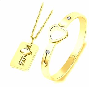 PRODUCTO EXCLUSIVO SET DE JOYERIA TRUE LOVE: CADENA + PULSERA ACERO INOXIDABLE✅